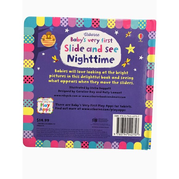 Usborne Babys Very First Slide And See Nighttime Board Book - Picture 12 of 16